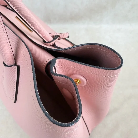 Prada Pink Saffiano Leather Tote Bag Gold Hardware Made in Italy - Picture 8 of 17
